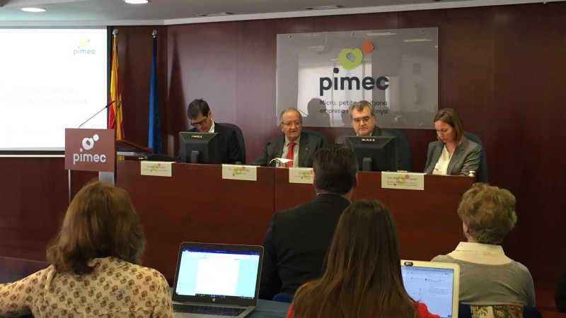 El president de la patronal Pimec, Josep González i Sala, durant una roda de premsa per avaluar els efectes de la crisi pel coronavirus entre les pimes i els autònoms. @PIMEC
