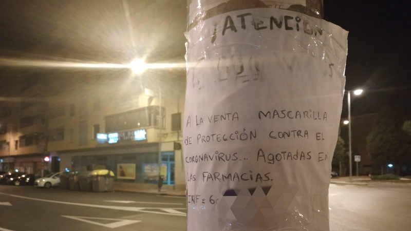 Anuncio de la venta fraudulenta de mascarillas.