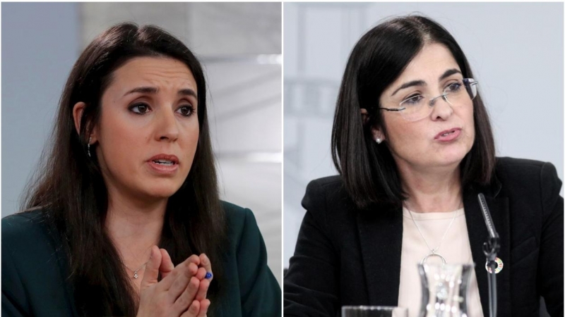 A la izquierda, la ministra de Igualdad, Irene Montero, y a la derecha la ministra de Política Territorial y Función Pública, Carolina Darias. / AGENCIAS