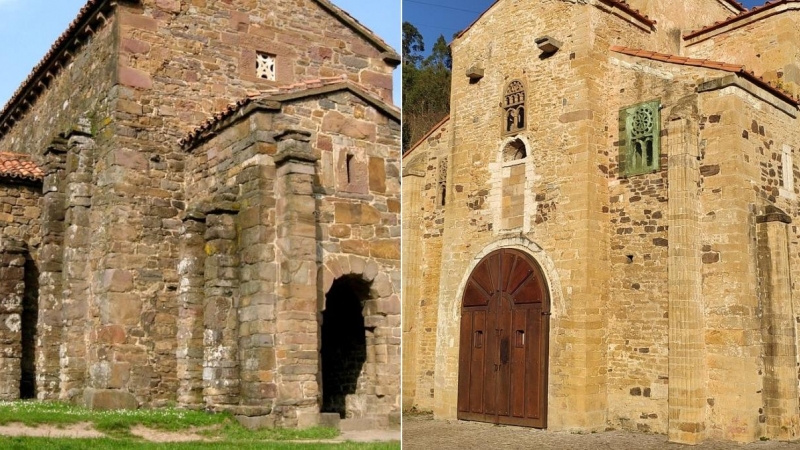 Santa Cristina de Lena (izQ.) y San Miguel de Lillo (der.). WIKIPEDIA