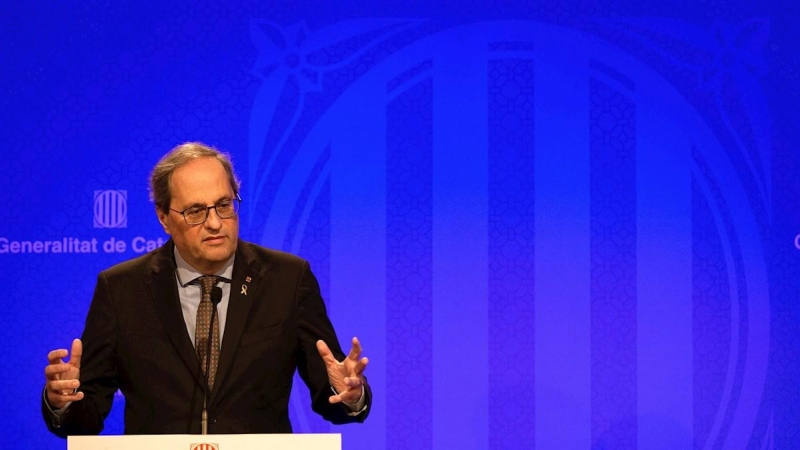 El presidente de la Generalitat, Quim Torra, durante una rueda de prensa. EFE