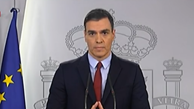 El presidente del Gobierno, Pedro Sánchez, comparece para explicar las medidas que implica el estado de alarma. / CAPTURA