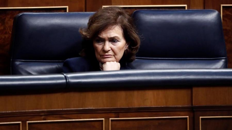 La vicepresidenta del Gobierno, Carmen Calvo durante el pleno extraordinario. EFE