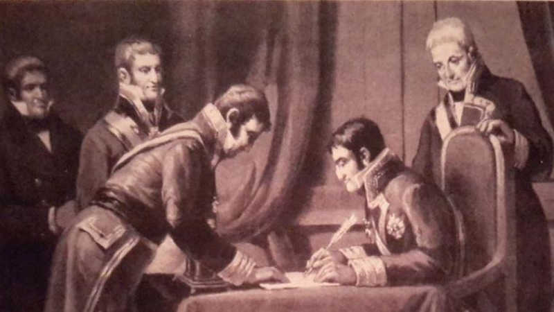 Fernando VII, firmando la derogación de la Constitución de 1812 / Archivo Histórico Municipal de Valencia.