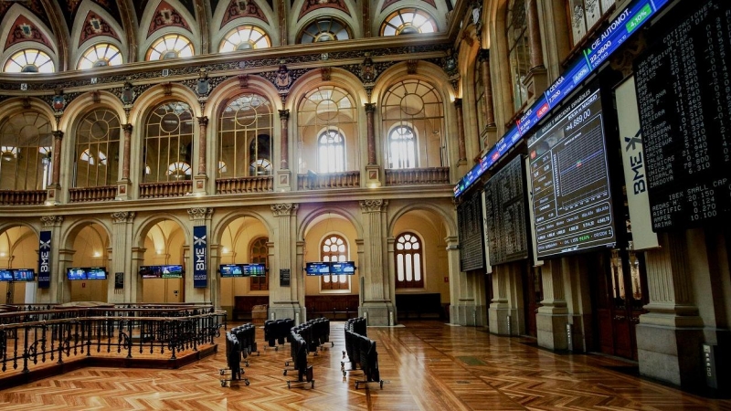 Vista del patio de negociación de la Bolsa de Madrid. E.P.