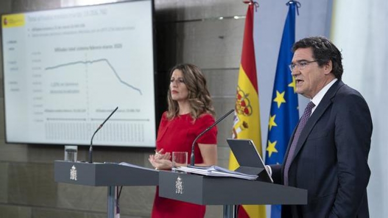 Los ministros de Inclusión y de Trabajo, José Luis Escrivá y Yolanda Díaz, presentaron este jueves los efectos de la pandemia en el mercado laboral.