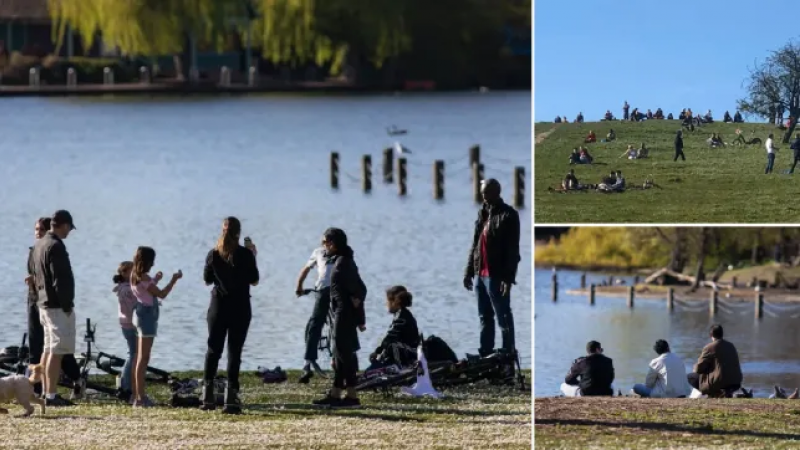 Imágenes difundidas a través de las redes sociales que muestran a ciudadanos disfrutando del sábado en los parques de Londres a pesar del confinamiento.