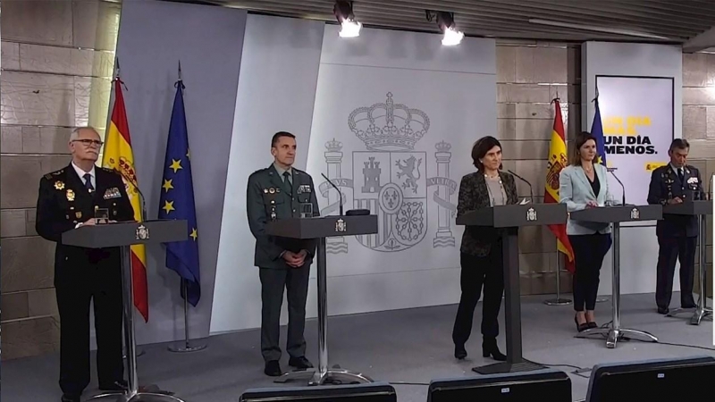 07/04/2020.- Captura de la señal institucional del Palacio de la Moncloa tras la reunión del Comité Técnico por el coronavirus. / EFE