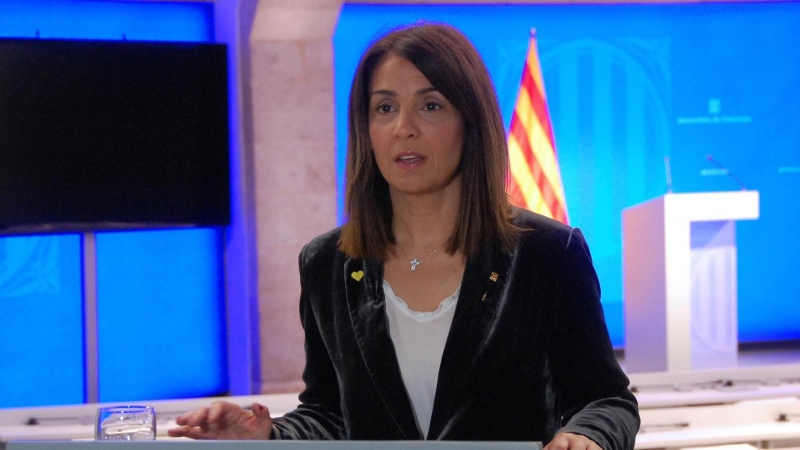 La consellera de Presidència, Meritxell Budó, durant una roda de premsa del 6 d'abril de 2020. ACN/Generalitat de Catalunya
