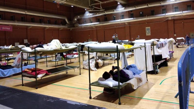 Imagen del albergue habilitado para acoger a personas sin hogar, durante el estado de alarma por la pandemia del coronavirus.