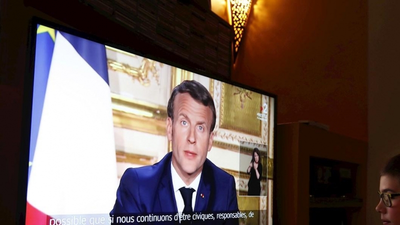 13/04/2020 . El presidente francés, Emmanuel Macron, anuncia la ampliación del confinamiento hasta el 11 de mayo. / EFE - GUILLAUME HORCAJUELO