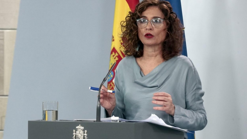 La ministra de Hacienda y portavoz del Ejecutivo, María Jesús Montero, durante la rueda de prensa posterior al Consejo de Ministros. E.P.