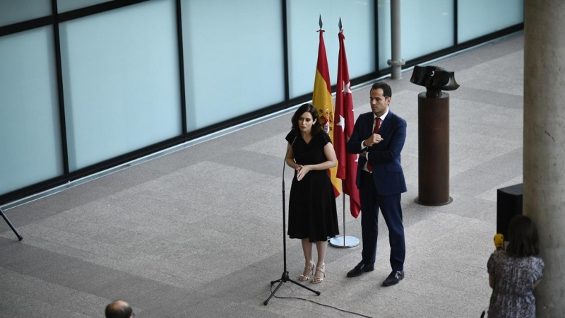 La presidenta de la Comunidad de Madrid, la popular, Isabel Díaz Ayuso y el vicepresidente, Ignacio Aguado (Cs). Europa Press