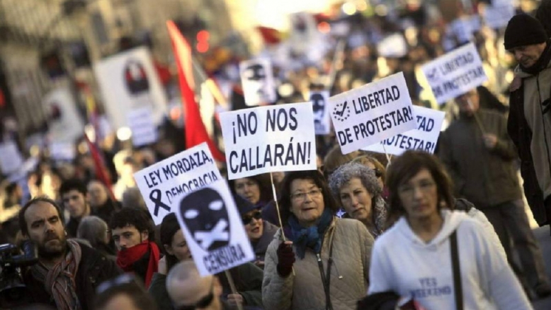 Imagen de archivo de una manifestación contra la 'ley mordaza' en Madrid. EFE/Víctor Lerena