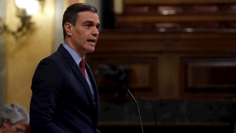 El presidente del Gobierno, Pedro Sánchez, durante su intervención en la sesión de control al ejecutivo celebrada este miércoles en el Congreso. EFE/J.J. Guillén POOL