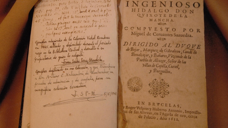 Edición de El Quijote de 1611, la más antigua del coleccionista uruguayo. / Cedei