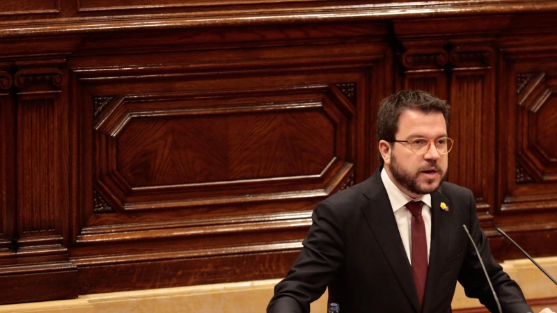 El vicepresident del Govern i conseller d'Economia, Pere Aragonès, en un moment del ple del 24 d'abril. Parlament/Job Vermeulen