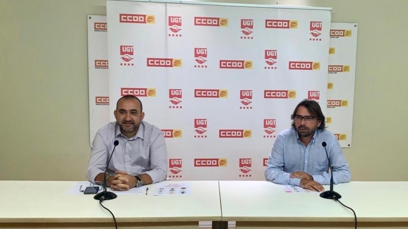 Els secretaris general de CCOO i UGT de Catalunya, Javier Pacheco i Camil Ros. UGT.