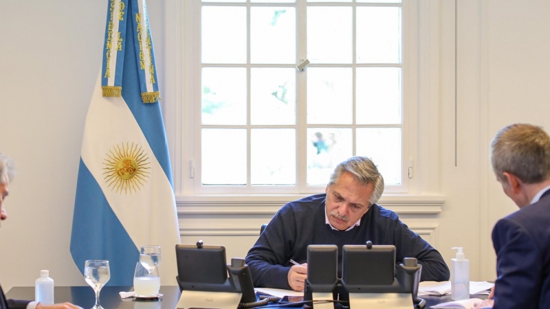 El presidente argentino, Alberto Fernández, pagó 250 millones de dólares de deuda externa a finales de marzo. Después abrió un proceso de renegociación con acreedores. CASA ROSADA