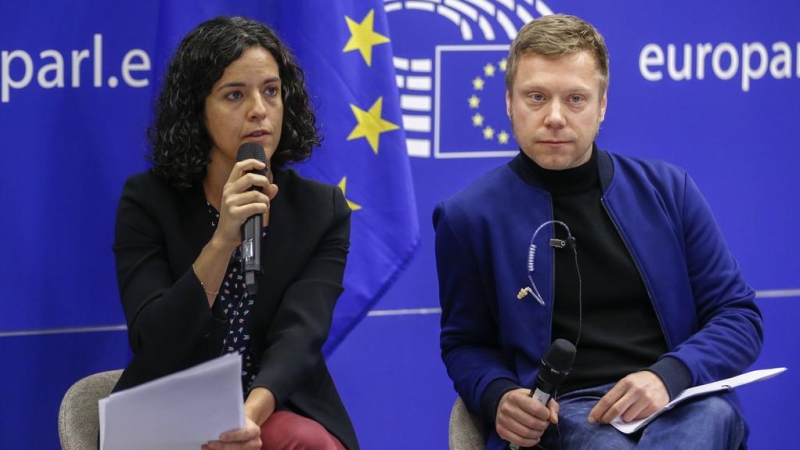 Los presidentes de la Izquierda Unitaria en el Parlamento Europeo (GUE) , Manon Aubry y Martin Schirdewan-