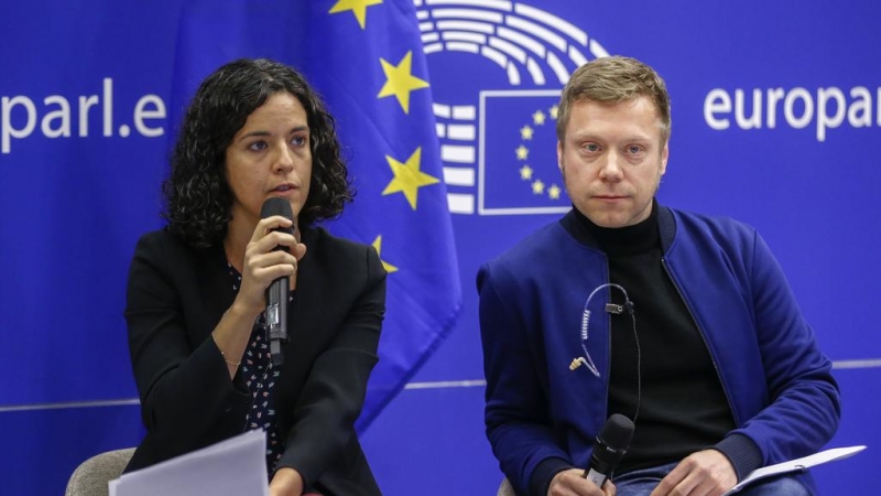 Los presidentes de la Izquierda Unitaria en el Parlamento Europeo (GUE) , Manon Aubry y Martin Schirdewan-