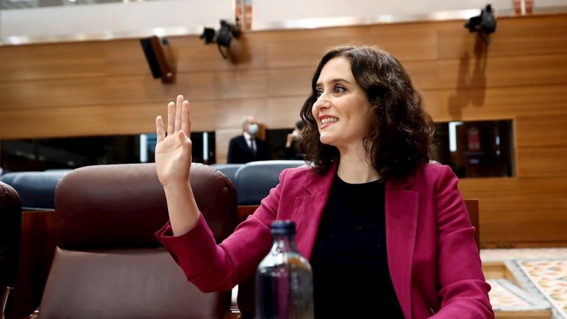 La presidenta regional, Isabel Díaz Ayuso, durante la sesión de control al ejecutivo regional, este jueves. EFE