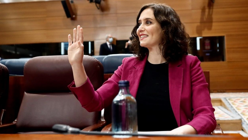 La presidenta de Madrid, Isabel Díaz Ayuso, durante la sesión de control al ejecutivo en la Asamblea regional. E.P.