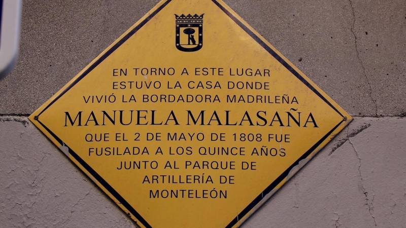 Placa de la calle Manuela Malasaña de Madrid.