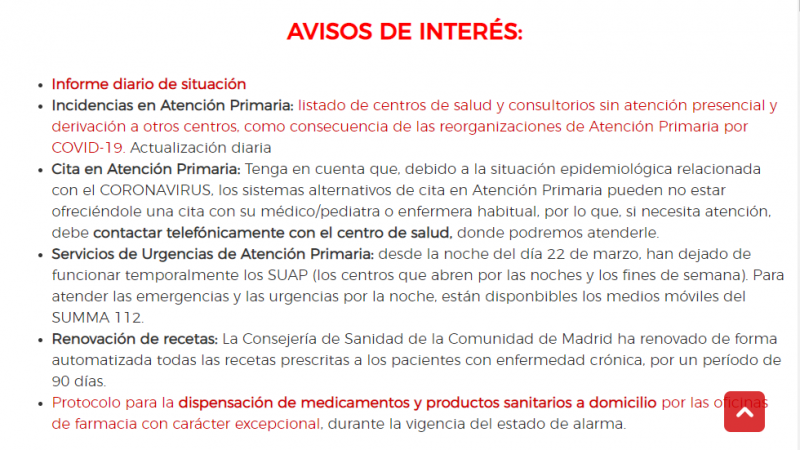 Página web de la Comunidad de Madrid.