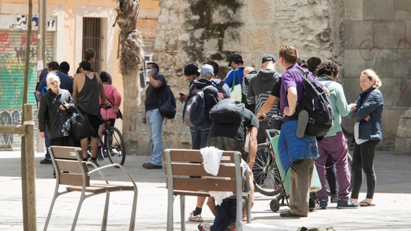 Aspecto del comedor social, en el barrio del Raval este miércoles en Barcelona. - EFE