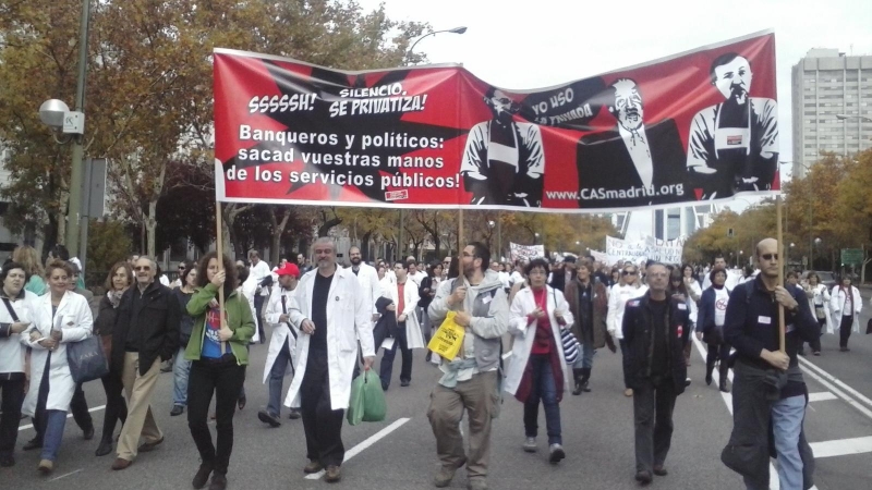 Imagen de archivo de las protestas de los sanitarios contra las privatizaciones sanitarias./ CAS