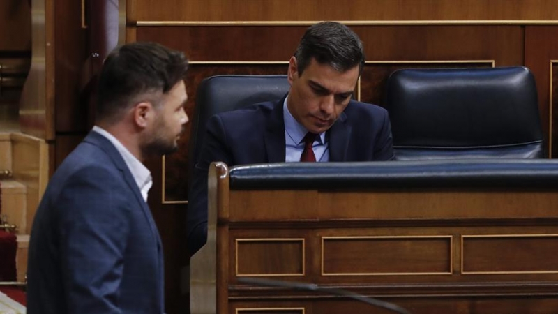 Pedro Sánchez y Gabriel Rufián en el Congreso