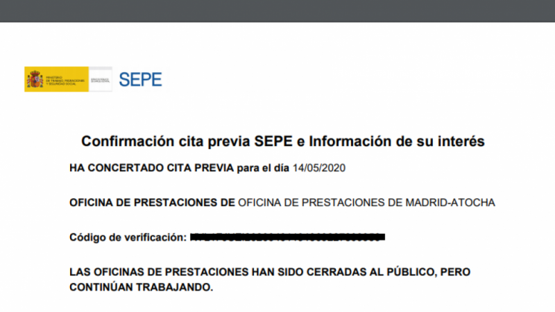 Confirmació de la cita a la qual Vanessa assegura que no li van cridar.