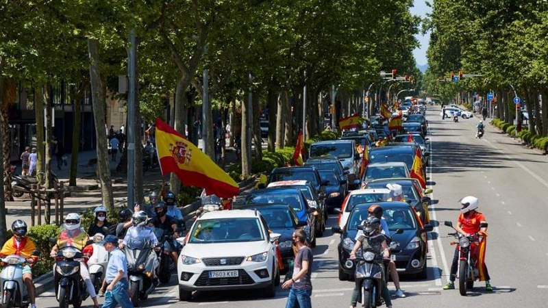 La manifestació de VOX a Barcelona, aquest dissabte. EFE/Alejandro García