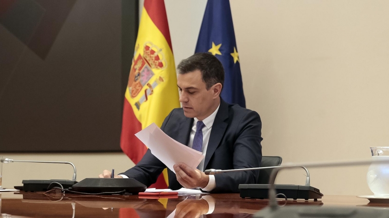 El presidente del Gobierno, Pedro Sánchez, se reúne por videoconferencia con los presidentes autonómicos, en Madrid (España) a 24 de mayo de 2020. Remitida por Moncloa.