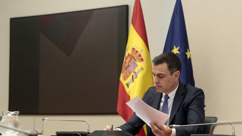El presidente del Gobierno, Pedro Sánchez, se reúne por videoconferencia con los presidentes autonómicos, en Madrid (España) a 24 de mayo de 2020. Remitida por Moncloa.