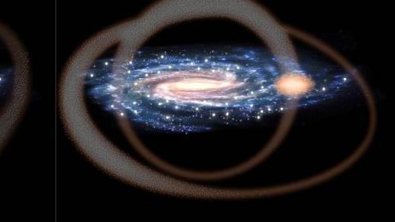 Recreación de las colisiones de la galaxia enana Sagitario con la nuestra y su impacto en una mayor actividad de formación estelar, según se deduce de los datos facilitados por la misión Gaia. / ESA