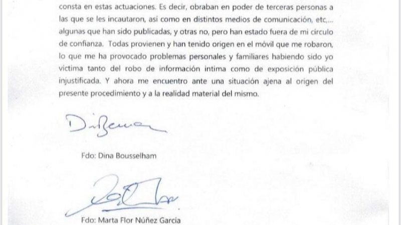 Comunicado de Dina Bousselham.