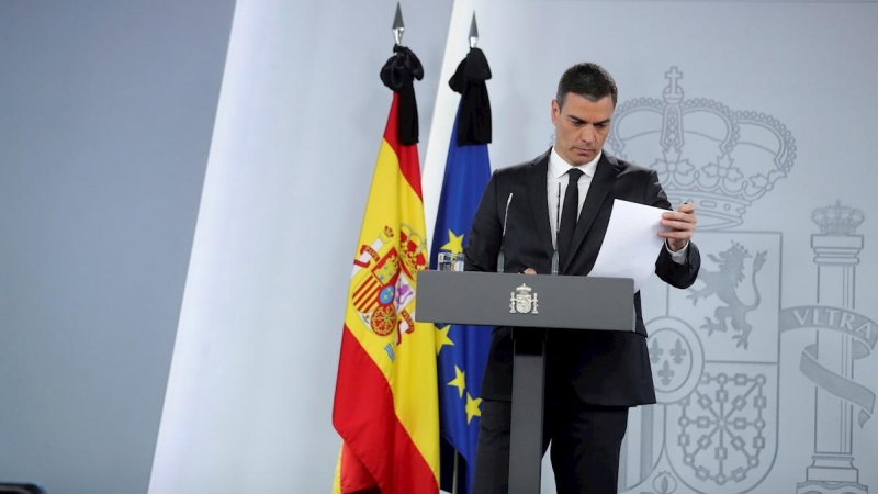 Pedro Sánchez durante una rueda de prensa. EFE