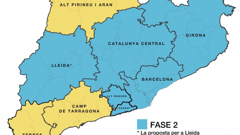 El mapa de la proposta de com quedaria Catalunya segons les fases.