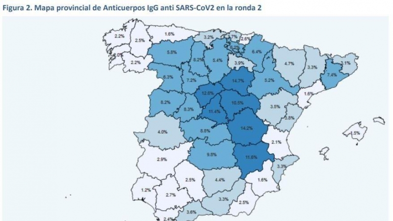 04/06/2020 - Mapa por provincias con los datos de la segunda oleada del estudio de seroprevalencia.  / MINISTERIO DE SANIDAD