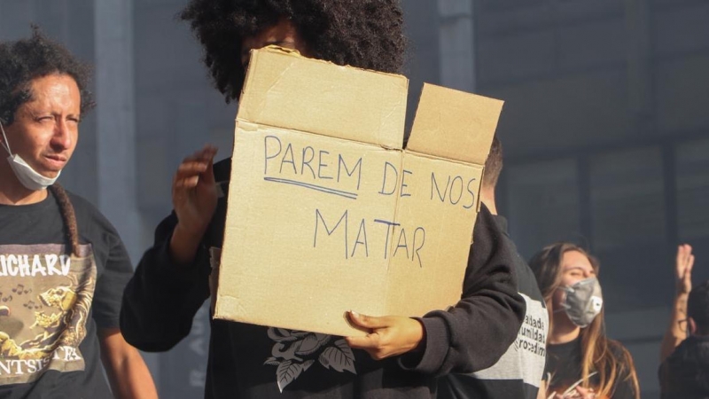 Protesta en la Avenida Paulista (São Paulo) contra el racismo institucional y la violencia policial, el pasado domingo 31 de mayo. PAM SANTOS (@soupamsantos)/ FOTOS PÚBLICAS.