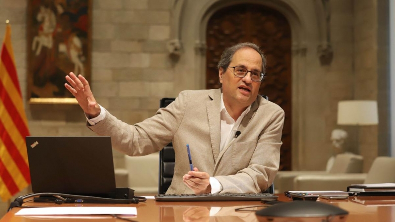 Pla mitjà del president de la Generalitat, Quim Torra, durant la reunió de presidents autonòmics del 7 de juny del 2020. (Horitzontal). Generalitat de Catalunya | ACN
