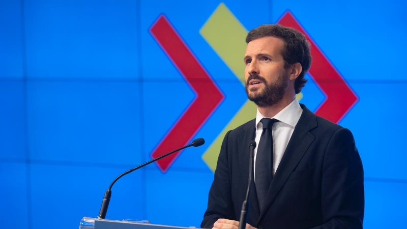 El presidente del PP, Pablo Casado, durante la Junta Directiva Nacional. Fuente: PP/David Mudarra.