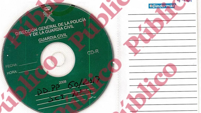 Imagen del CD Rom grabado por la Guardia Civil, con su carátula vacía, sin reseñar los contenidos, tal como aparece en la versión digital del sumario del 17-A.