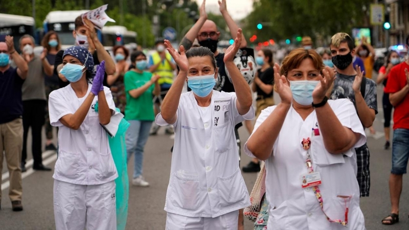 Personal sanitario del Hospital del Niño Jesús, de Madrid, protesta contra los planes privatizadores para el centro. REUTERS