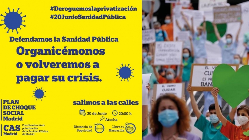 Cartel de la manifestación de Madrid en defensa de la sanidad pública.