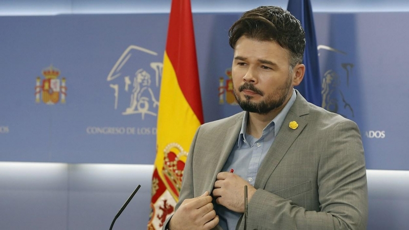 16/06/2020.- El diputado de ERC Gabriel Rufián, durante la rueda de prensa ofrecida este martes en el Congreso. EFE/Ballesteros