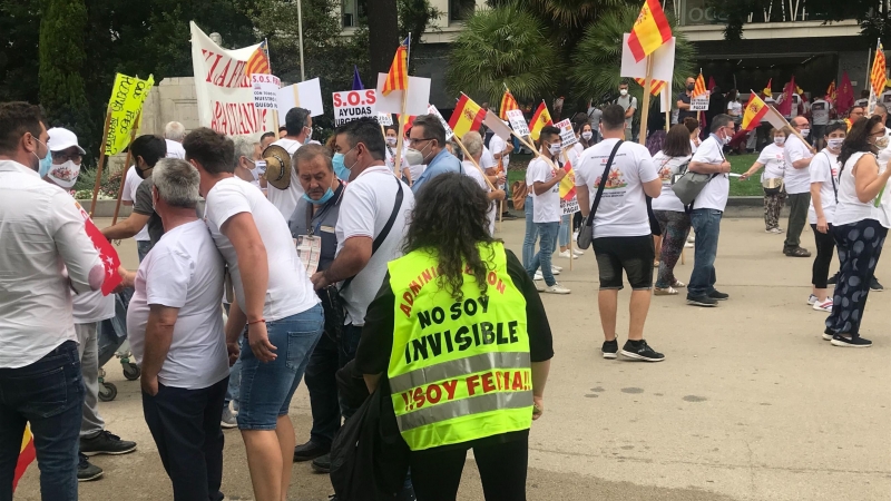 La feriante gallega, Raquel Díaz, durante la manifestación del 24 de junio en Madrid. / Archivo