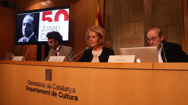 Acte de presentació de l'Any Carner, amb la consellera de Cultura, Mariàngela Vilallonga, al centre. ACN